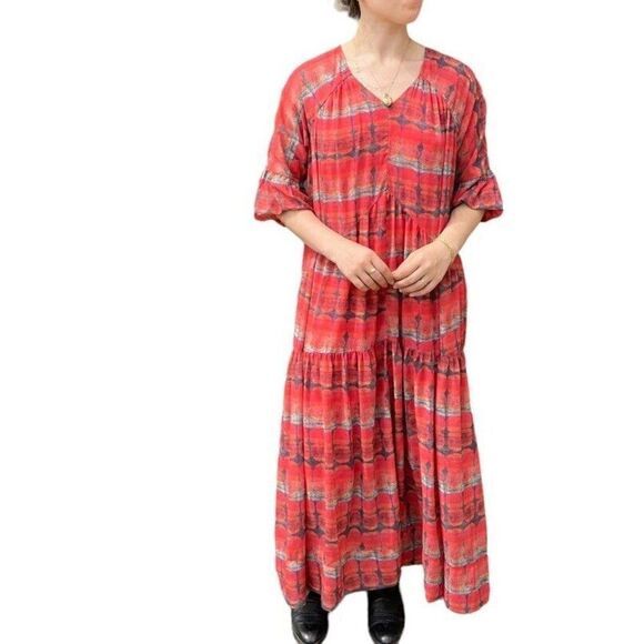 Soft Surroundings Tie Dye Watercolor Orange Boho Hippie Flowy Maxi Dress Sz S - Picture 6 of 11